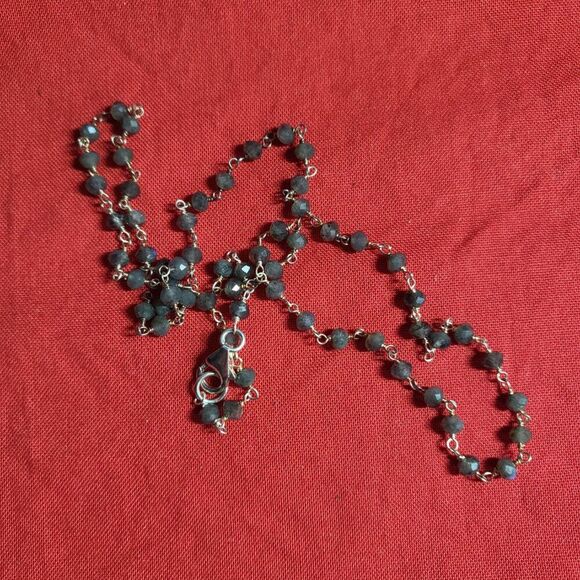 Labradorite Beaded Sterling Silver Station Necklace - Picture 2 of 6